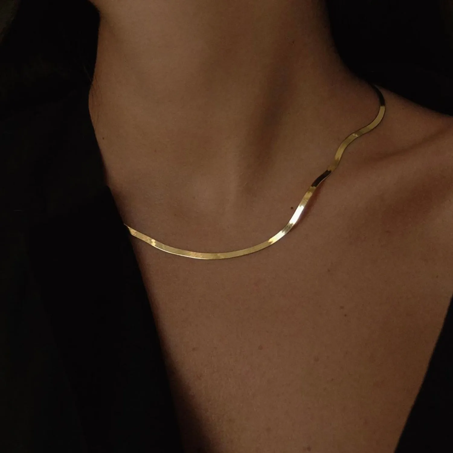 Herringbone Mother Necklace | 10k Gold